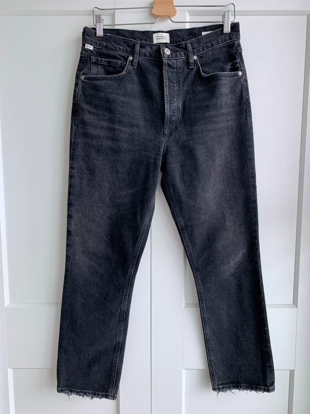 Citizens of Humanity Jolene Jeans 29 Washed Black High Rise Straight Leg